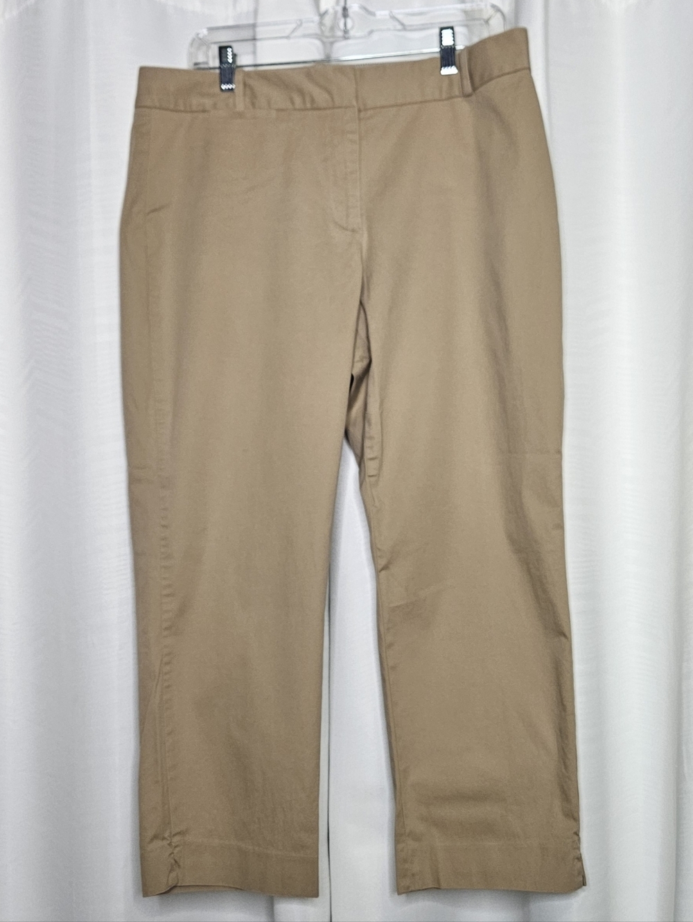 Talbots curvy tan crop chinos with 1.5" split at hem - size 12